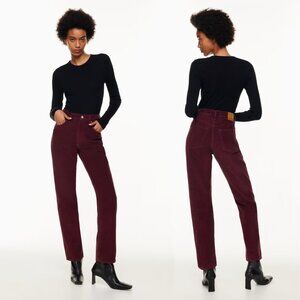 Denim Forum The '90s Joni High Rise Loose 24x30L Burgundy Corduroy Jeans Grunge